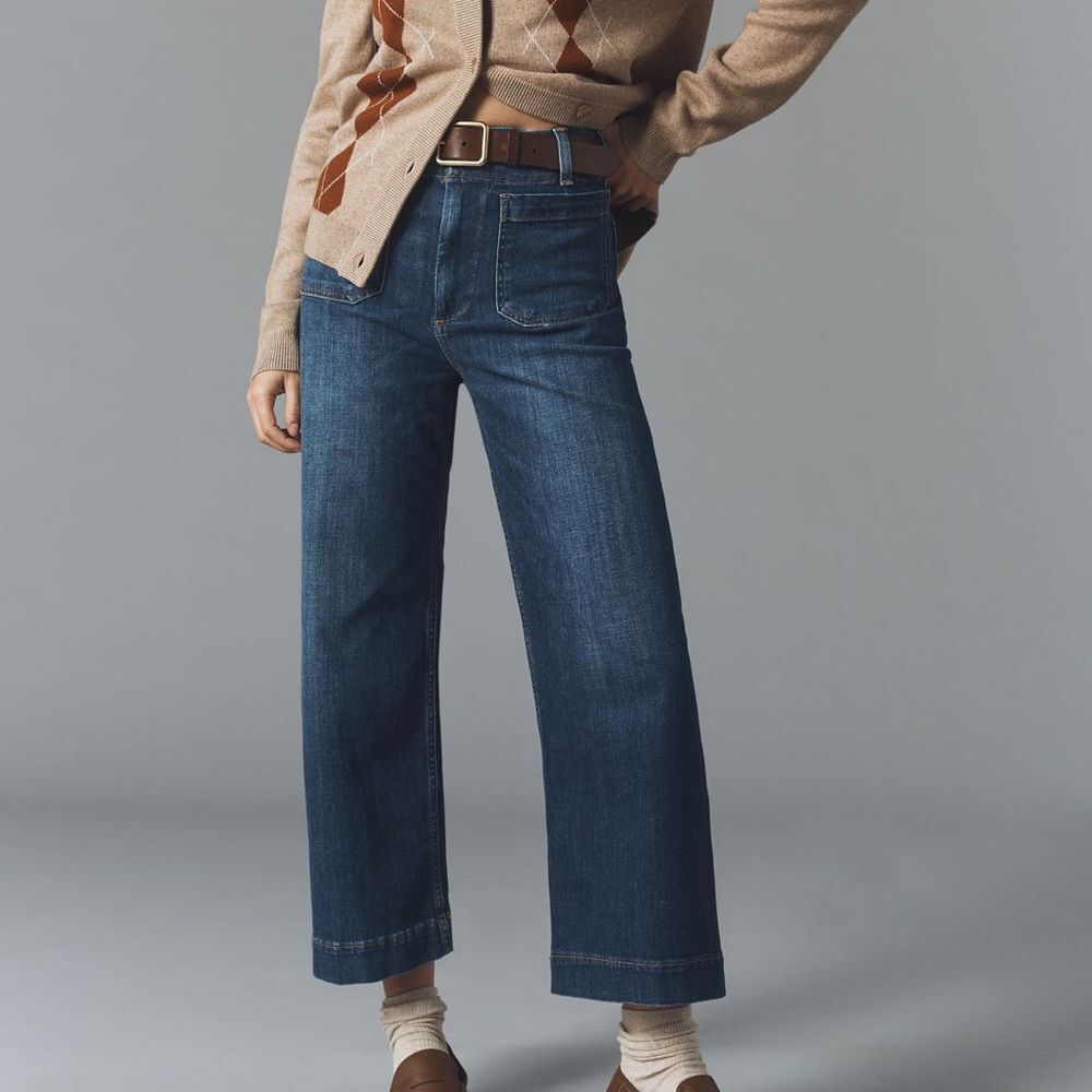 NWOT Anthropologie Maeve The Colette Cropped Wide Leg Jeans